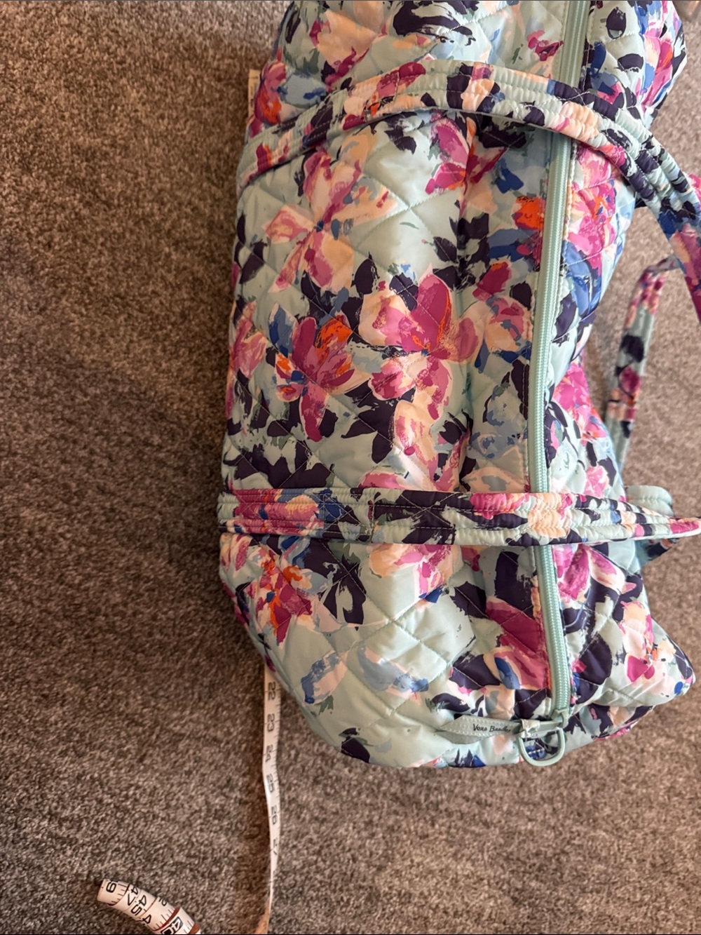 Vera Bradley Quilted Floral Large Duffel in Light Blue, Pink and Purple. - Picture 8 of 10